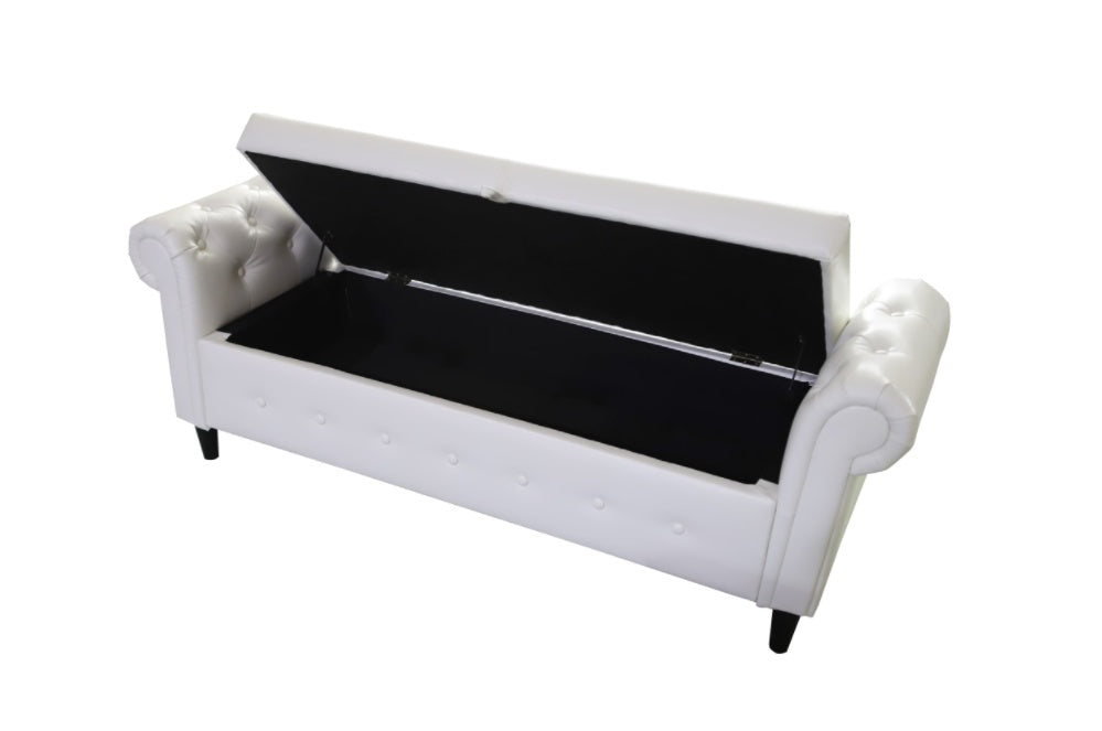 White Multifunctional Storage Rectangular Sofa Stool