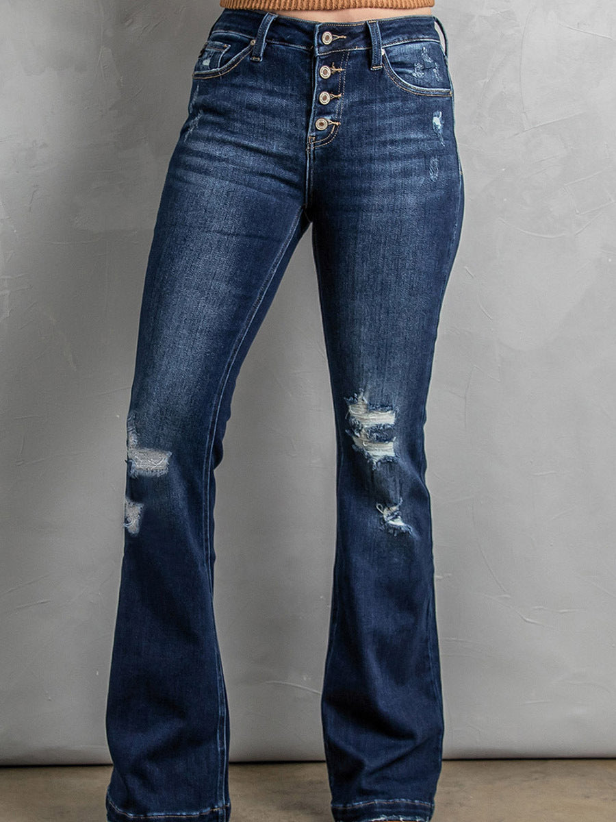 Women's Ripped High-waist Jeans