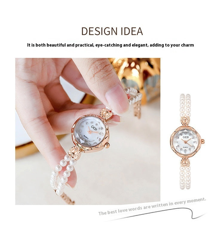 Niche Creative And Slightly Luxury Pearls Strap Watch