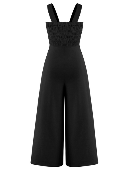 Jumpsuit Sleeveless Tank V Neck Wide Leg Pant Rompers with Pockets