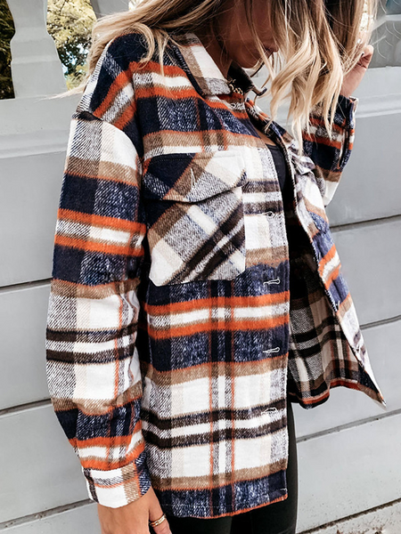 Plaid Long Sleeves Casual Coat