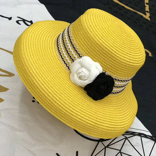 Camellia Retro Elegant Sunshade Straw Hat