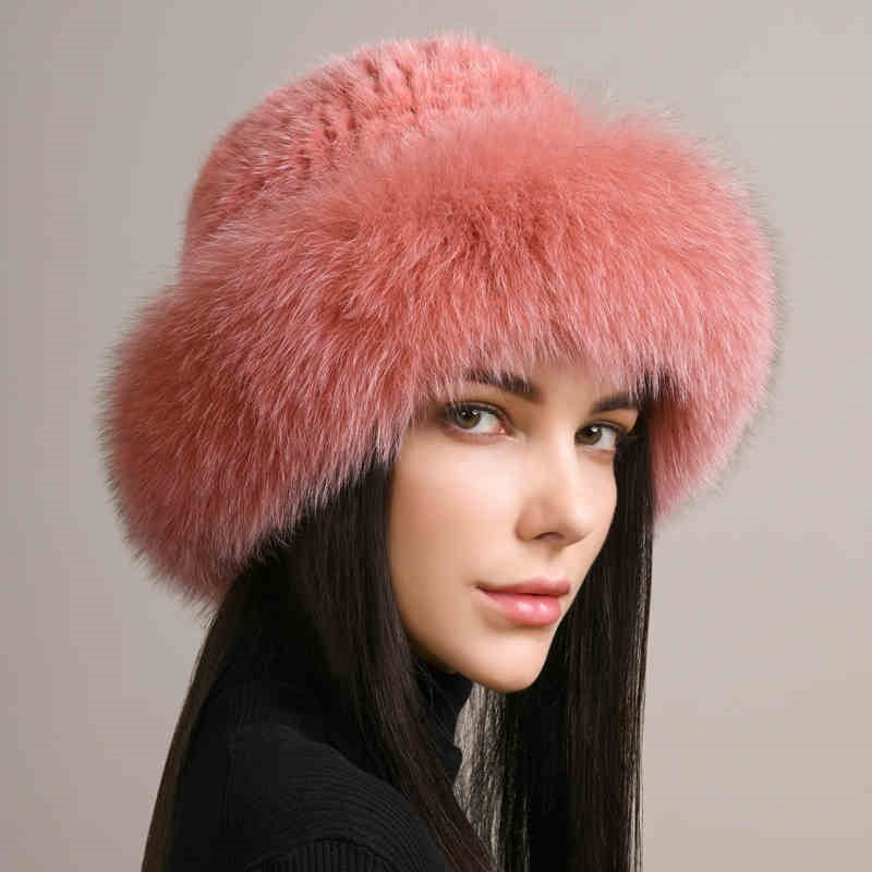 Mink Hair Hat Lady Braided Fur Winter Winter