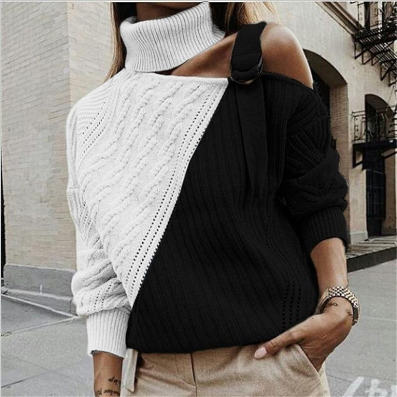 Off Shoulder Stitched Sweater