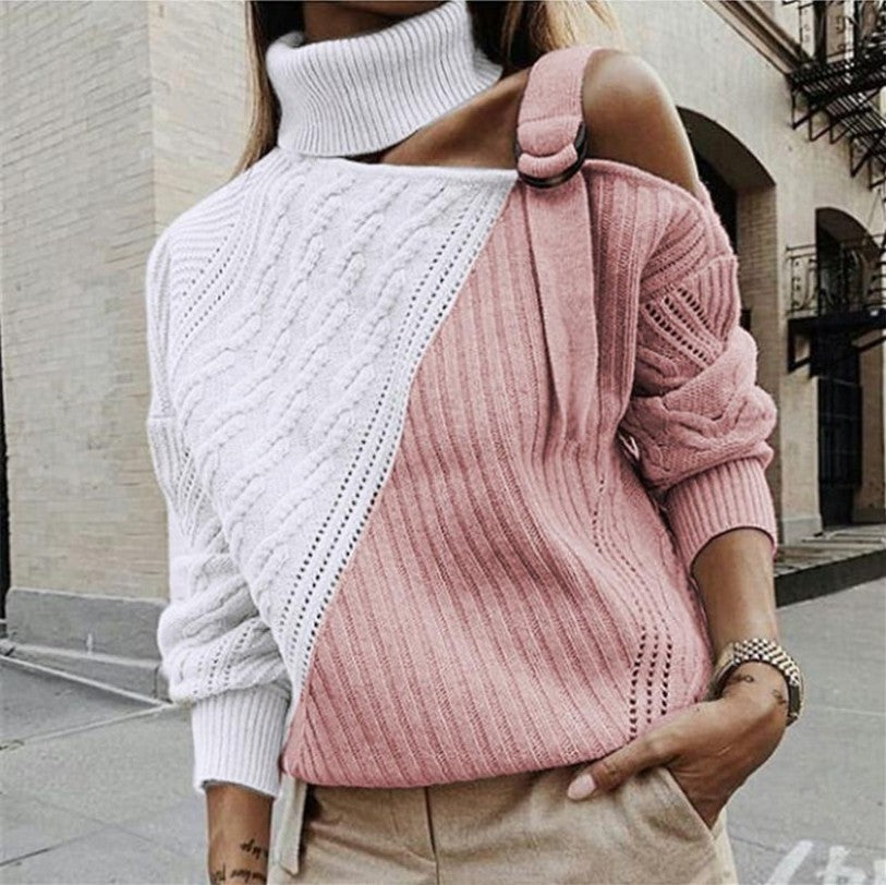 Off Shoulder Stitched Sweater