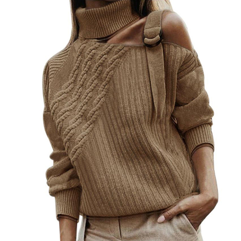 Off Shoulder Stitched Sweater