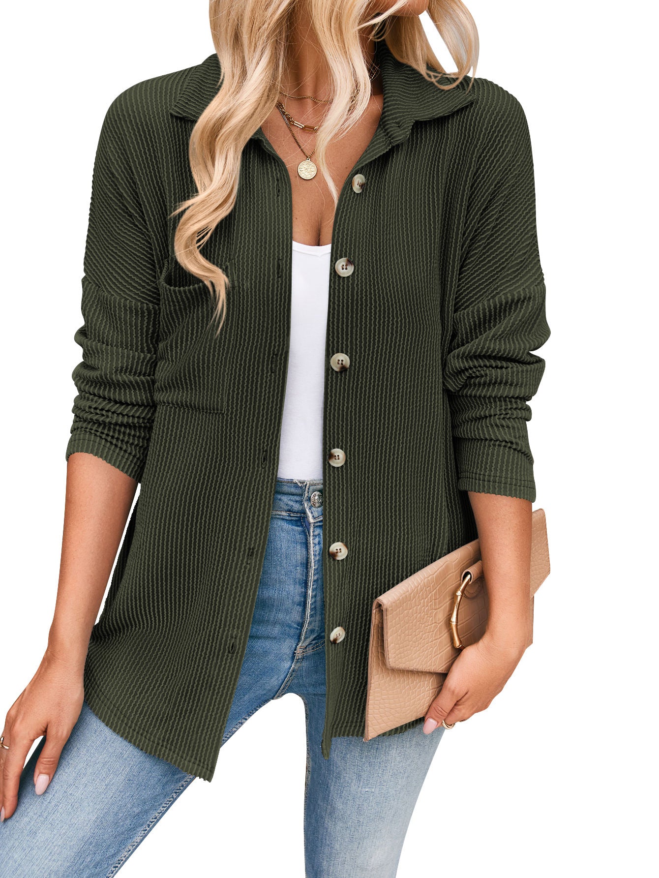 Striped Contrast Color Long Sleeve Shirt