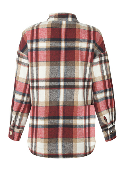 Plaid Long Sleeves Casual Coat