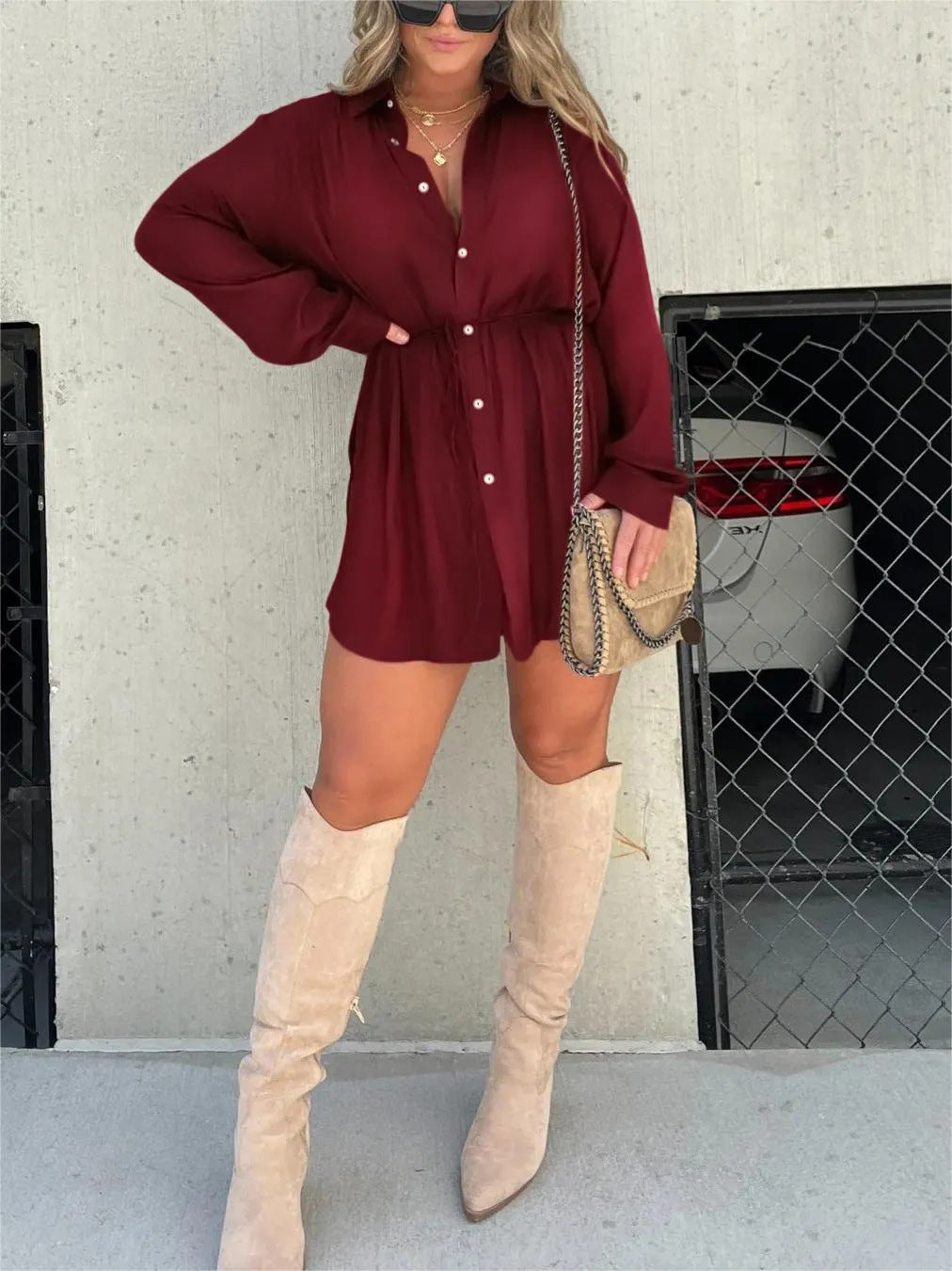 Long Sleeve Jumpsuit Shirt Dress