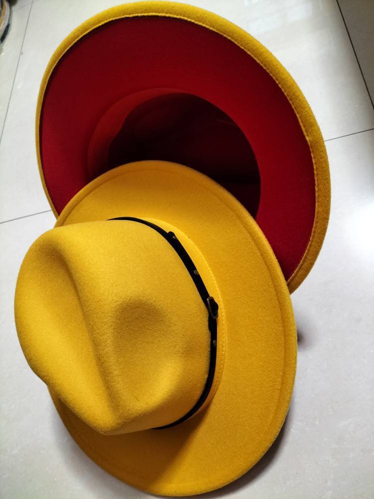 Woolen Hat, Color Matching Flat Brim Fedora