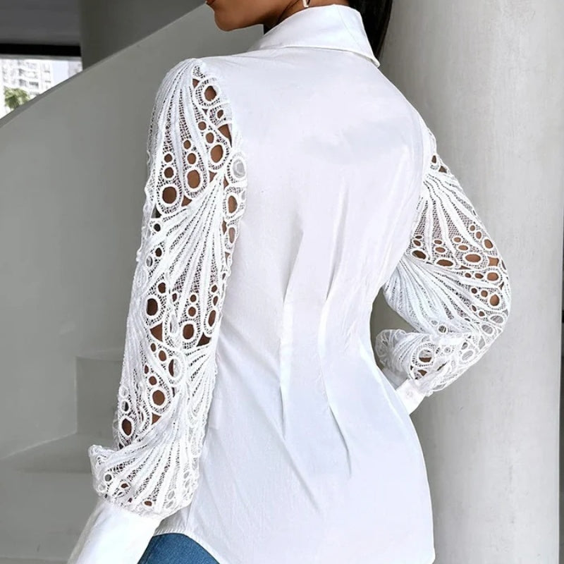 Lace Stitching Long-sleeved Shirt