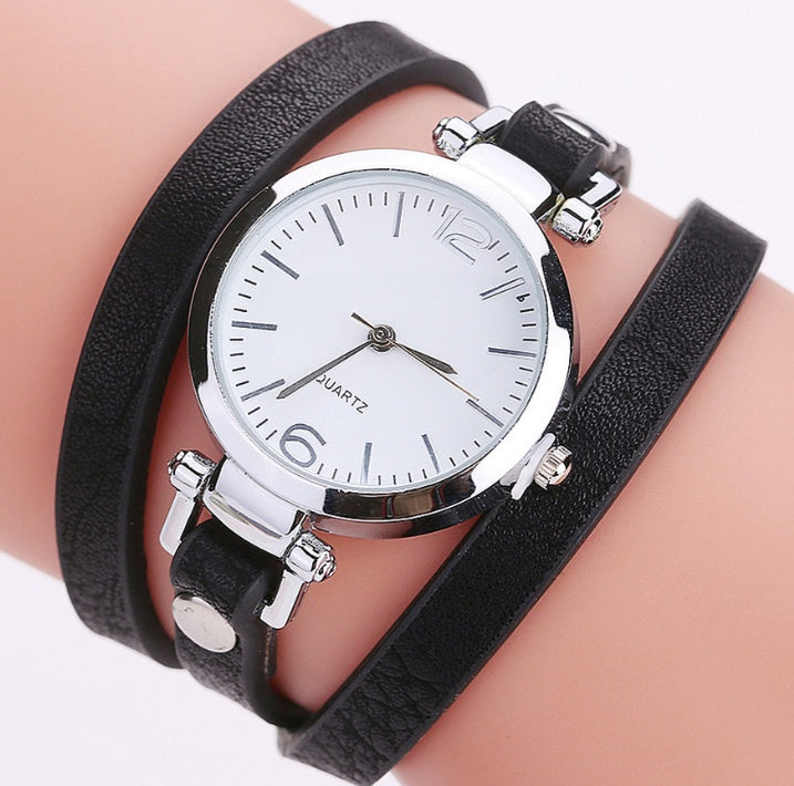 Circle Bracelet Watch PU Strap Simple Alloy Small Dial