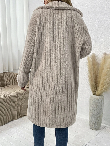 Drop Shoulder Stripped Long Sleeve Coat