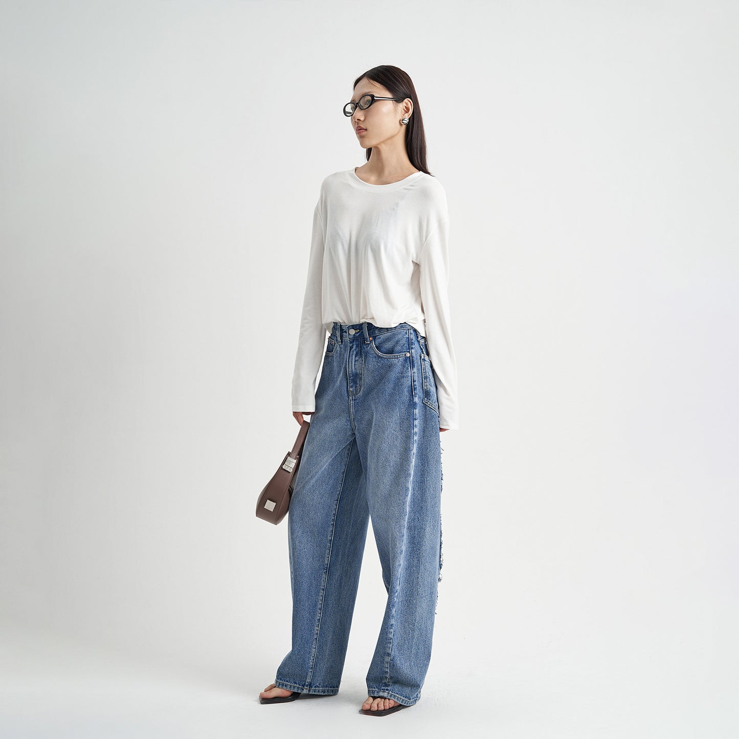 High-end Blue Washed Loose Jeans