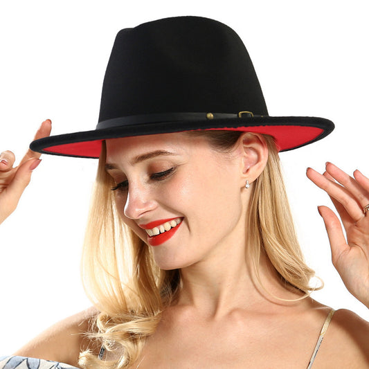 Woolen Hat, Color Matching Flat Brim Fedora