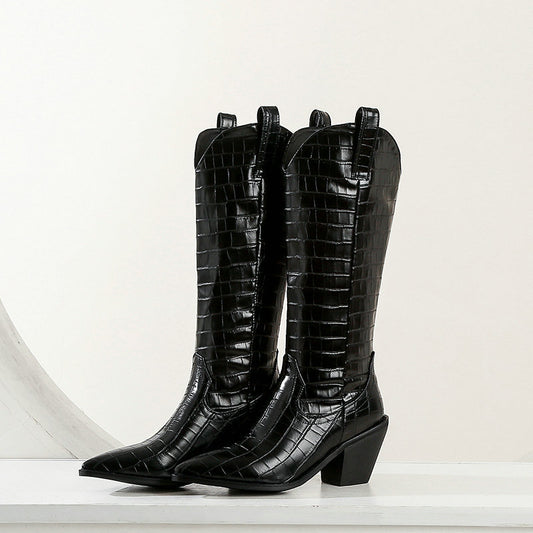 Knee-length Thick Heel Boots