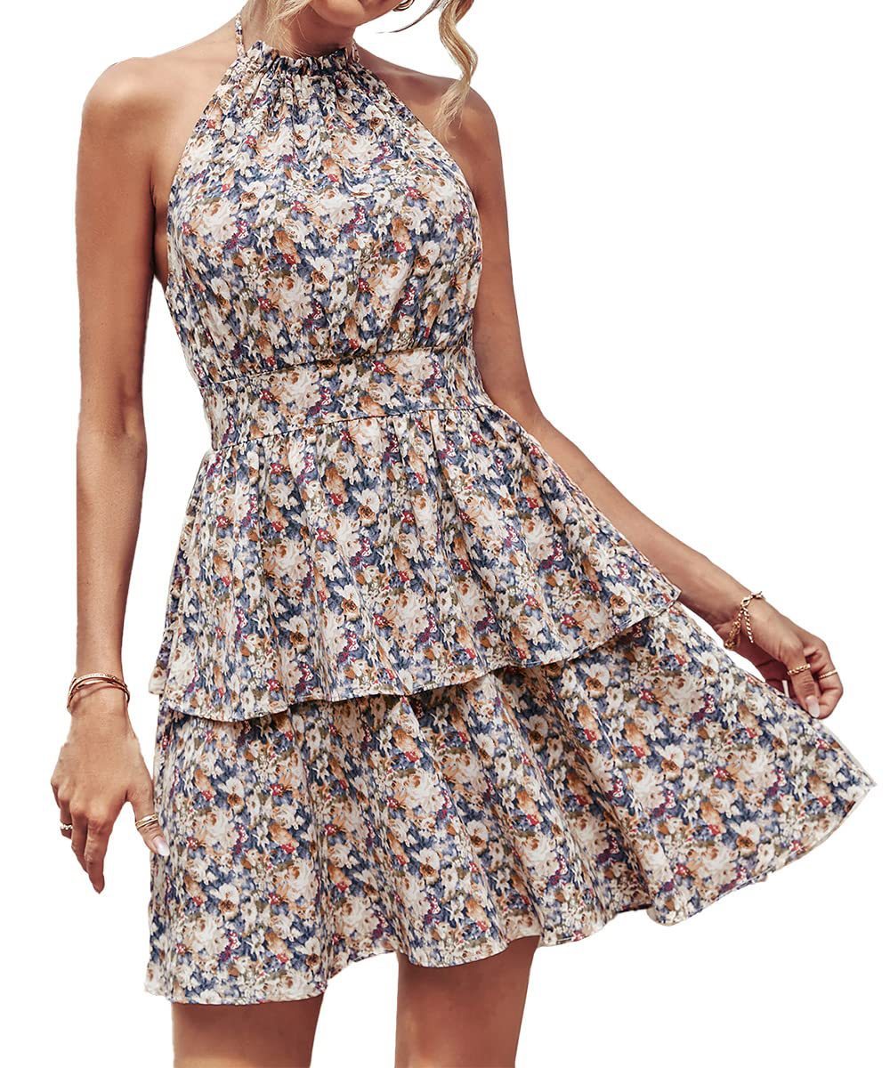 Printed Halter Boho Dress