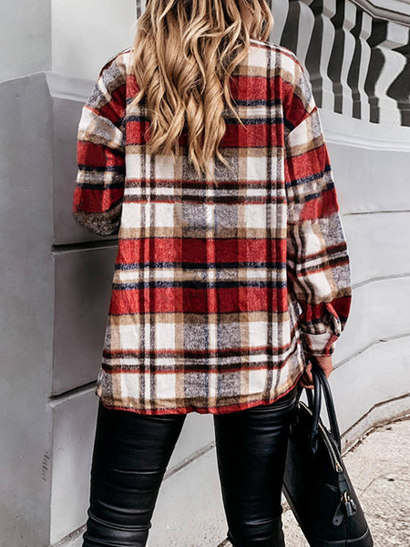 Plaid Long Sleeves Casual Coat