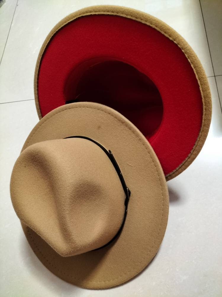 Woolen Hat, Color Matching Flat Brim Fedora