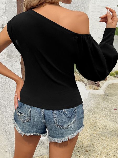 One-Shoulder Puffy Sleeve Top