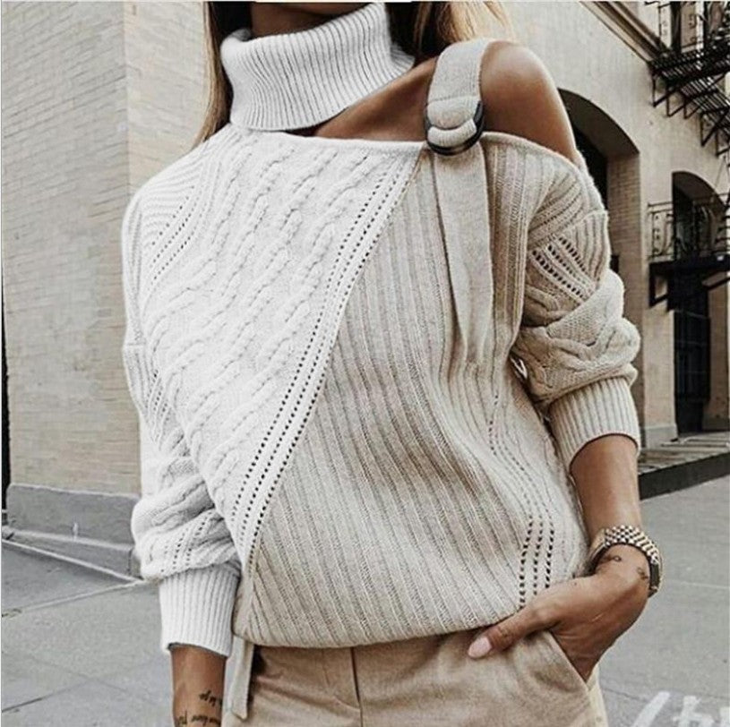 Off Shoulder Stitched Sweater