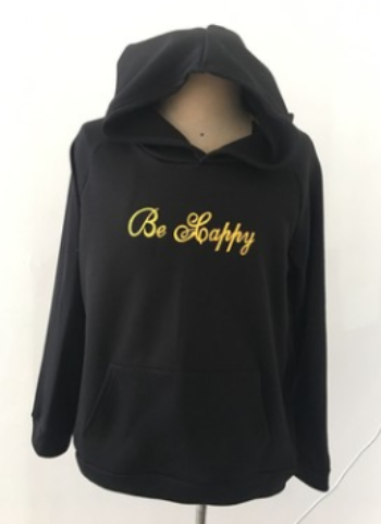 BE HAPPY smiley print hoodie