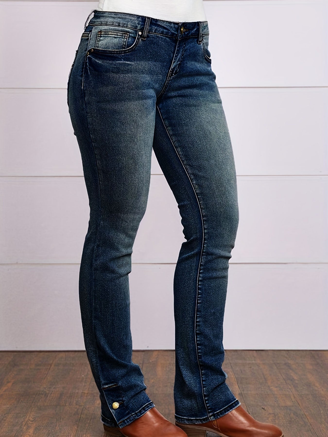 Embroidered Simple Casual Jeans