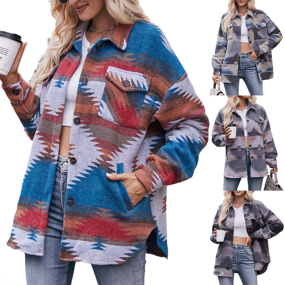 Geometric Print Shacket