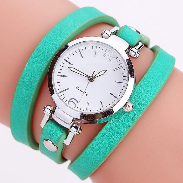 Circle Bracelet Watch PU Strap Simple Alloy Small Dial