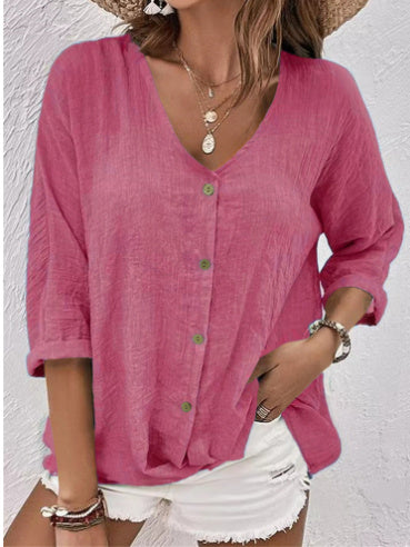 Cross-border V-neck Buttons Chiffon Cardigan Long Sleeve