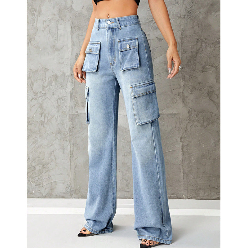 Women's Clothing High Waist Work Clothes Slimming Denim Jeans