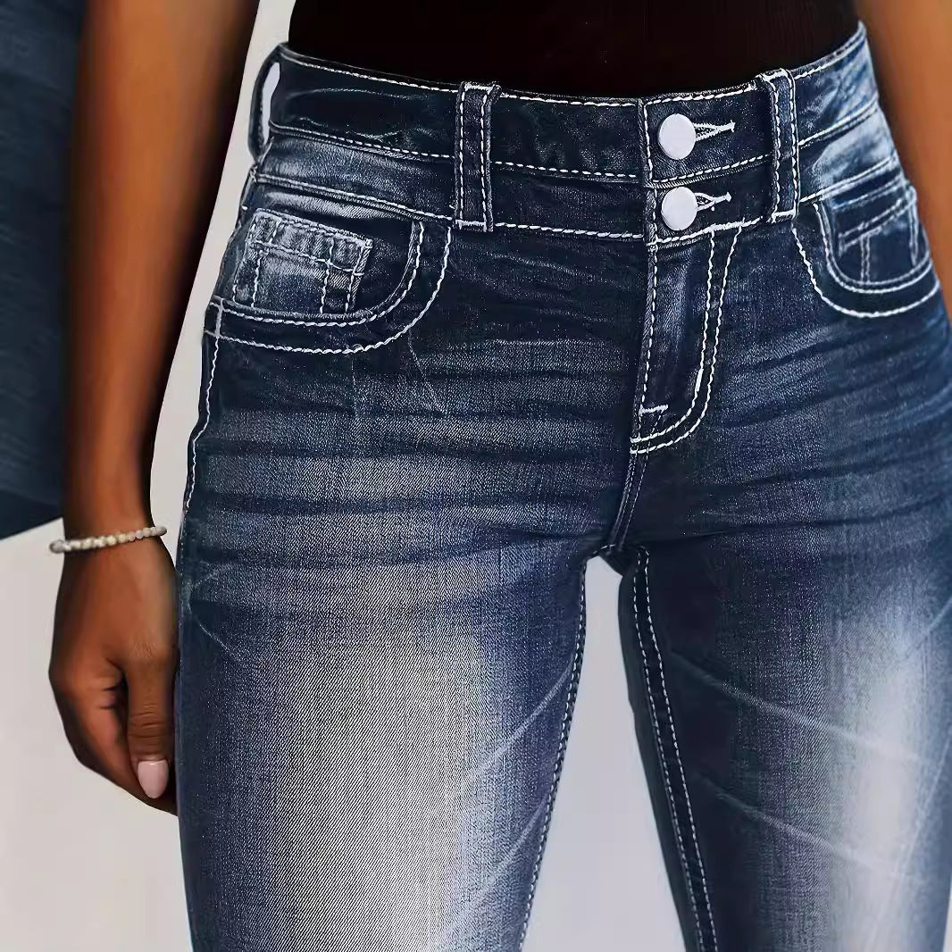 High Waist Straight Slim Fit Slimming Versatile Jeans