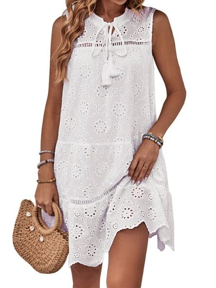 Eyelet Sleeveless Dress