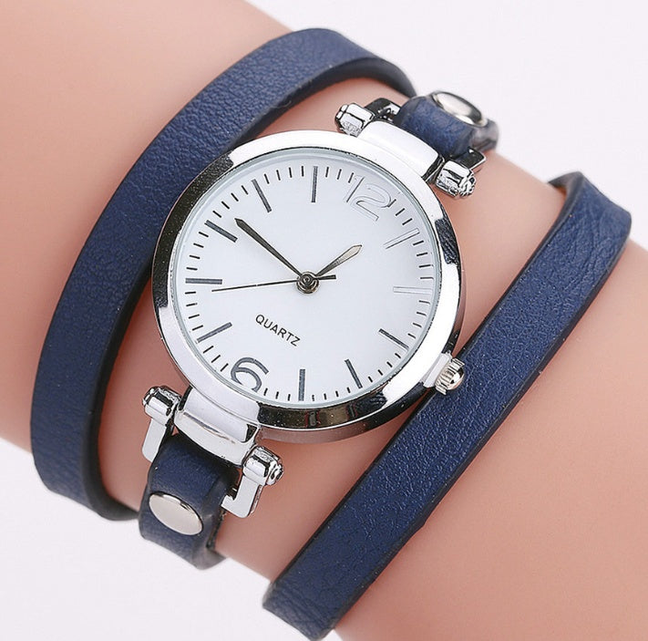 Circle Bracelet Watch PU Strap Simple Alloy Small Dial