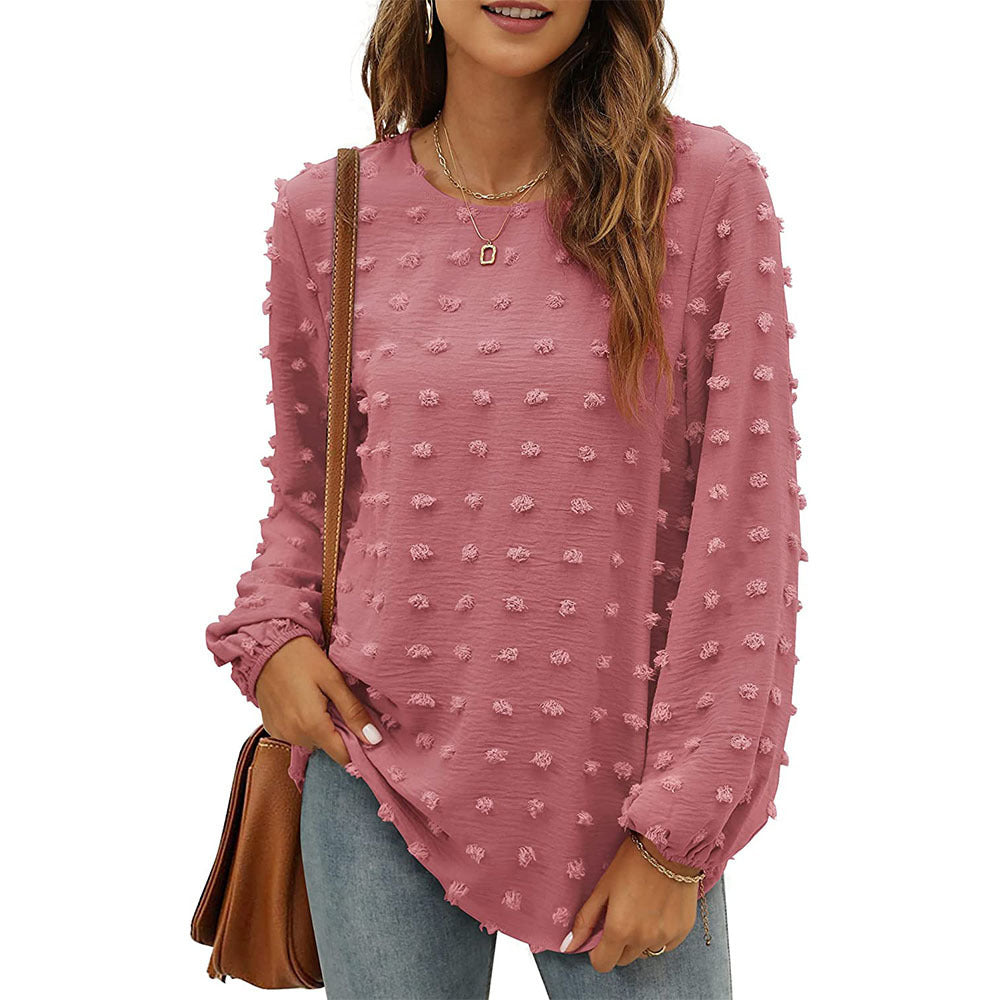 Jacquard Long-sleeved Round Neck T-shirt