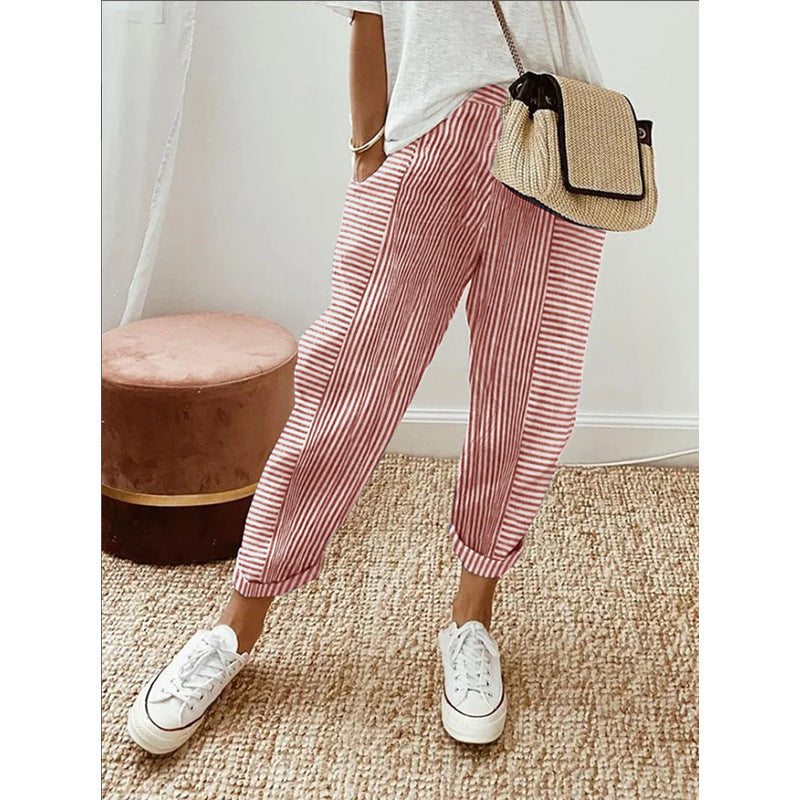 Striped Print Casual Loose Pants