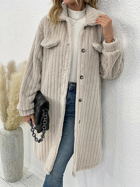 Drop Shoulder Stripped Long Sleeve Coat