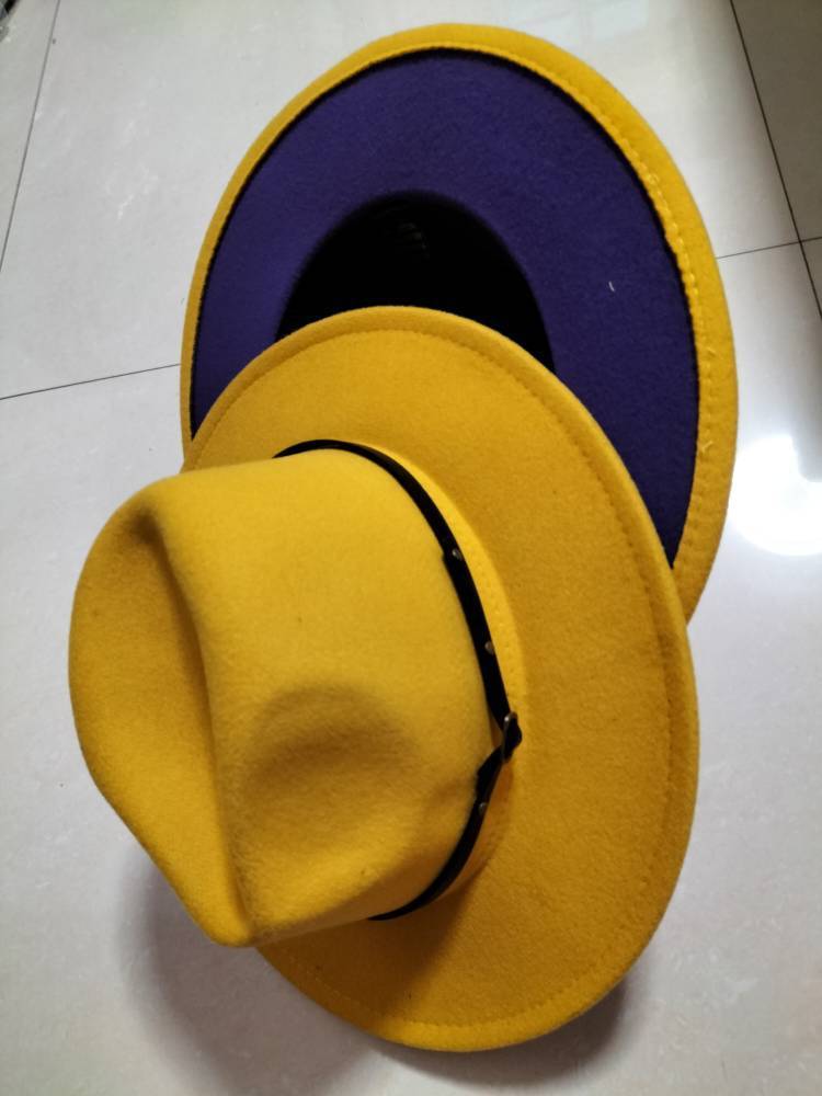 Woolen Hat, Color Matching Flat Brim Fedora