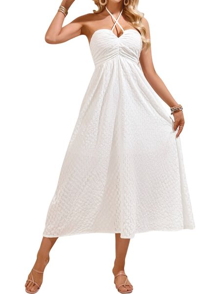 V-Neck Halter Strap Midi Dress