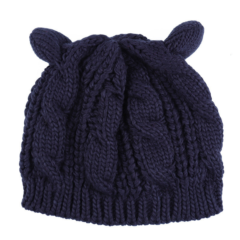 Hand Made 3D Cute Knitted Cat Ear Beanie