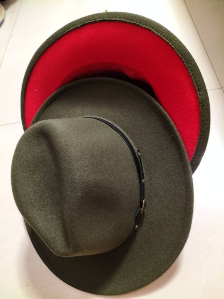 Woolen Hat, Color Matching Flat Brim Fedora