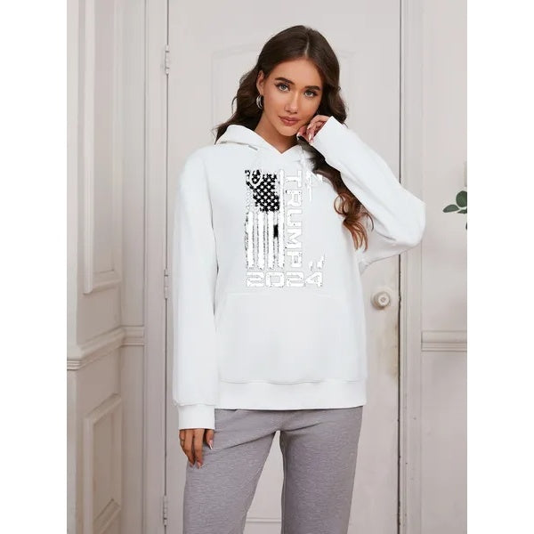 Women's Trump Vertical Letters Printed Hoodie