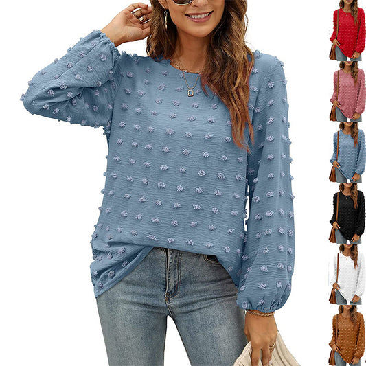 Jacquard Long-sleeved Round Neck T-shirt