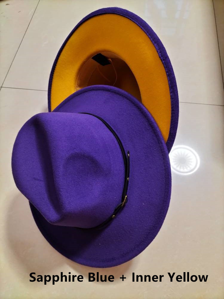 Woolen Hat, Color Matching Flat Brim Fedora