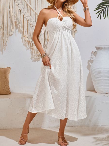 V-Neck Halter Strap Midi Dress