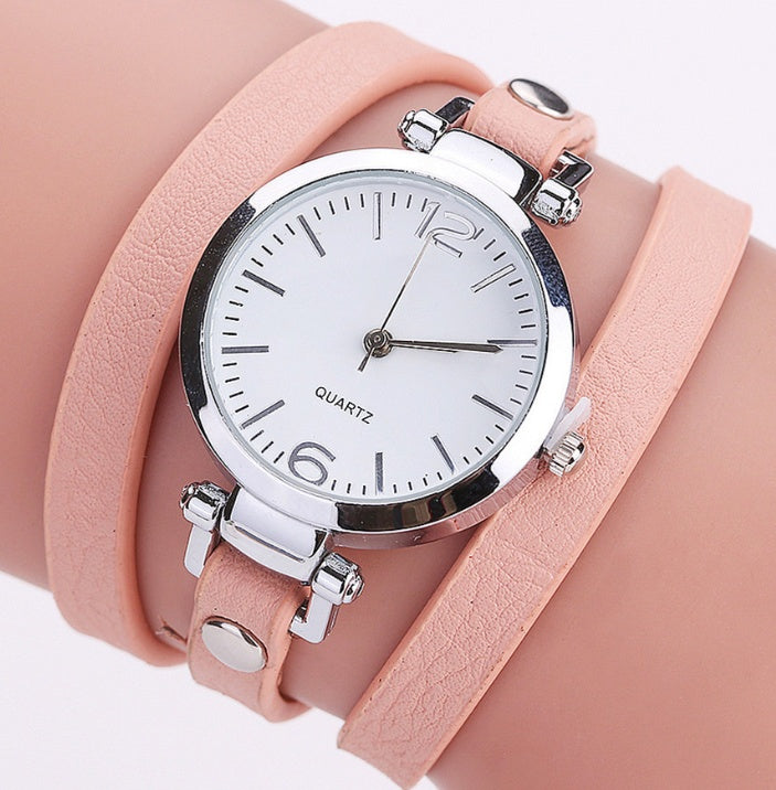 Circle Bracelet Watch PU Strap Simple Alloy Small Dial