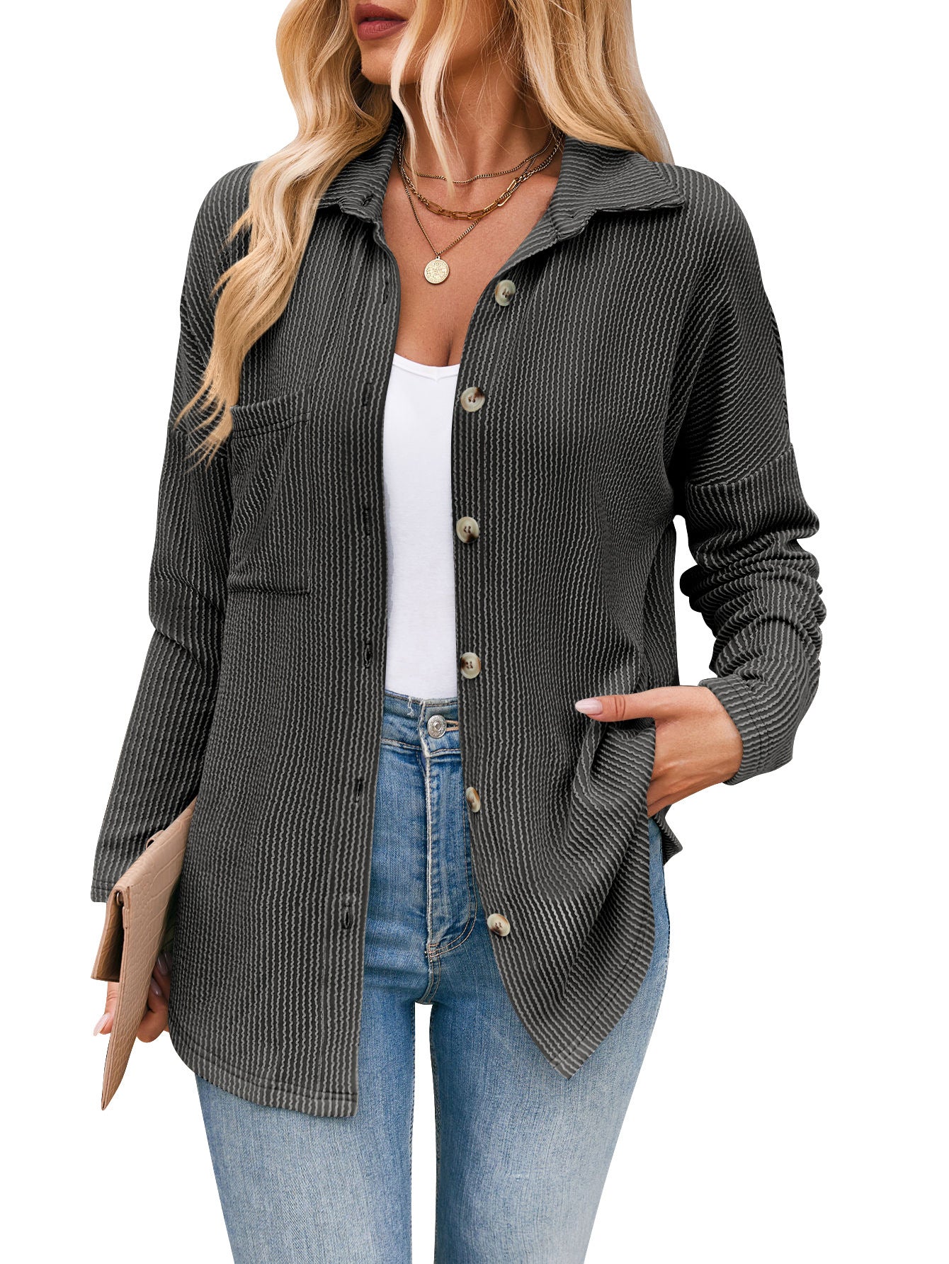 Striped Contrast Color Long Sleeve Shirt