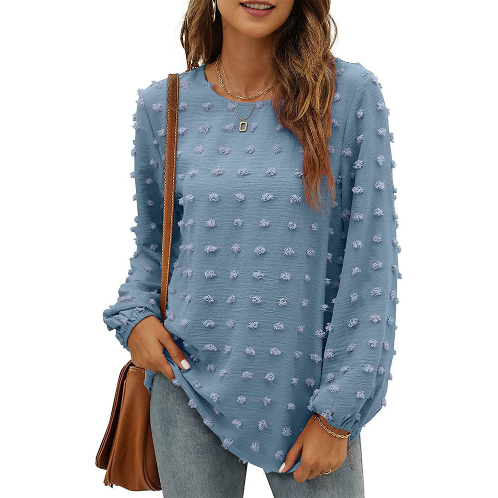 Jacquard Long-sleeved Round Neck T-shirt