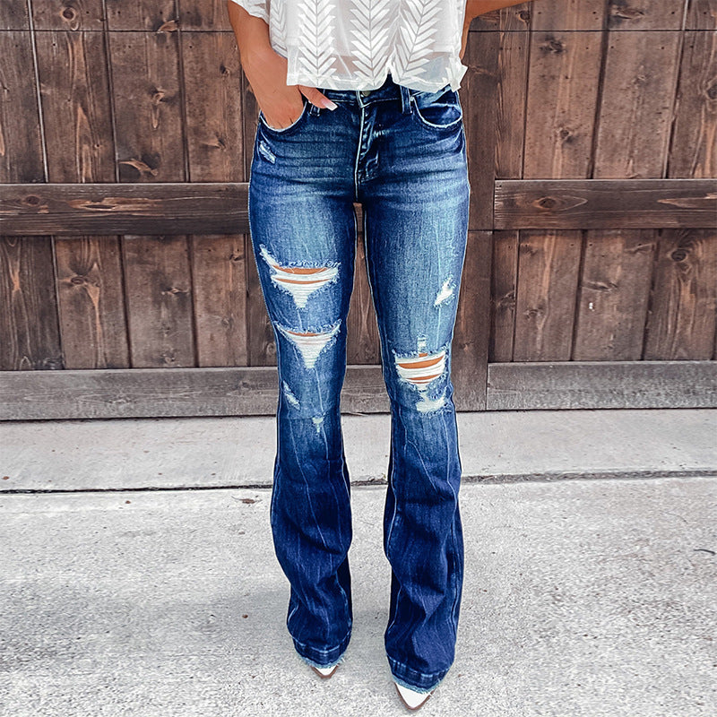 Elegant Ripped Casual Jeans