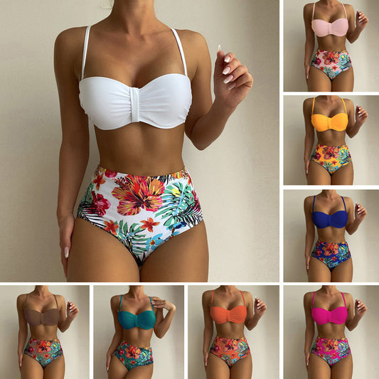 Floral Print Spaghetti Strap 2 Piece Swimsuit